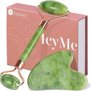 baimei icyme gua sha & jade roller facial tools face roller and gua sha set for puffiness and redness reducing skin care routine, self care gift... baimei icyme gua sha & jade roller facial tools face roller and gua sha set for puffiness and redness reducing skin care routine, self care gift...